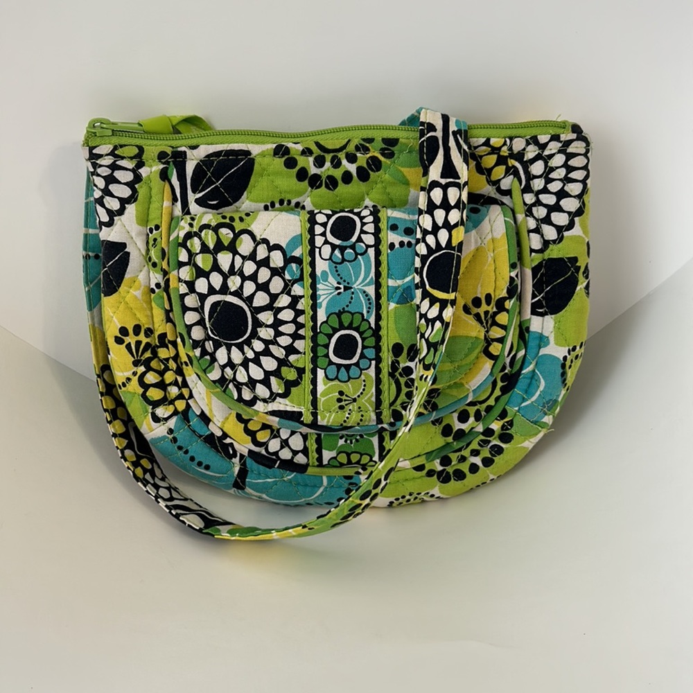 Vera Bradley Floral Green Lizzy Shoulder Crossbody Bag - EUC